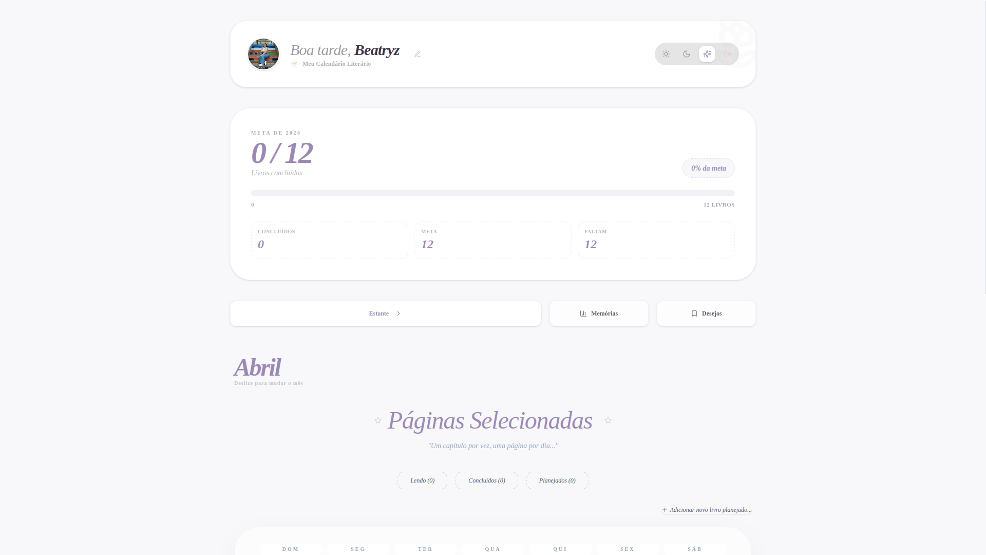 Calendário Literário